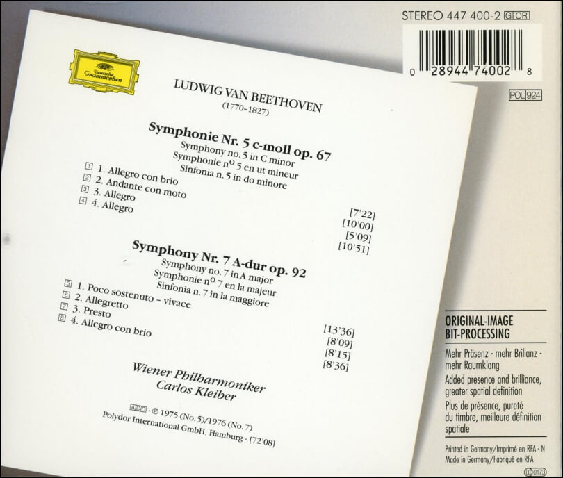 Beethoven : Symphonien Nr. 5 & 7 - 클라이버 (Carlos Kleiber)(독일발매)