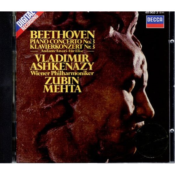 [수입] Beethoven Piano Concerto No. 3 - Ashkenazy / Mehta / Wiener Philharmoniker