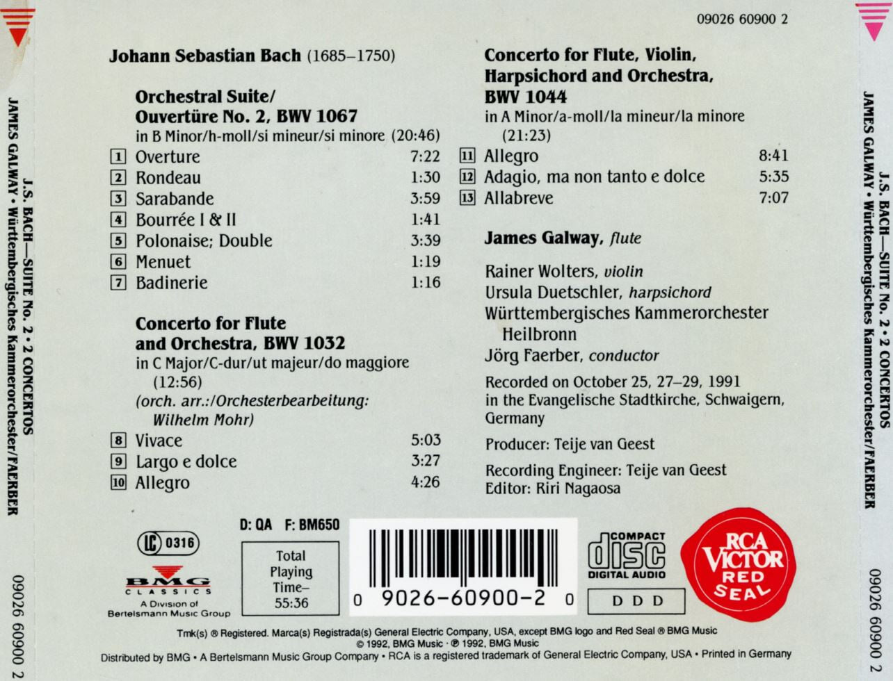 제임스 골웨이 - James Galway - Bach Suite No. 2 Concerto For Flute, Violin, & Harpsichord [독일발매]