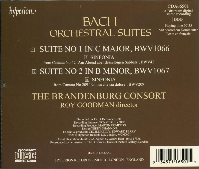 Bach : Orchestral Suites 1 & 2 ,  Sinfonias - 굿맨 (Roy Goodman)(UK발매)