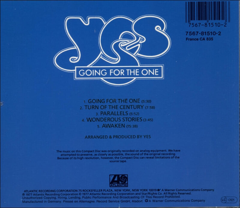 예스 (Yes) - Going For The One( 1989년 독일발매)