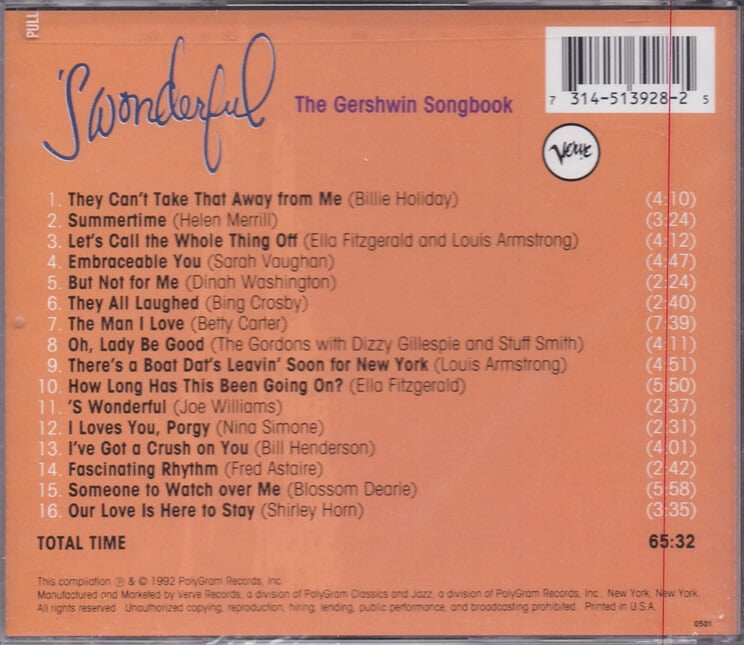 [미개봉] Various Artists - Gershwin : The Gershwin Songbook - 'S Wonderful  수입
