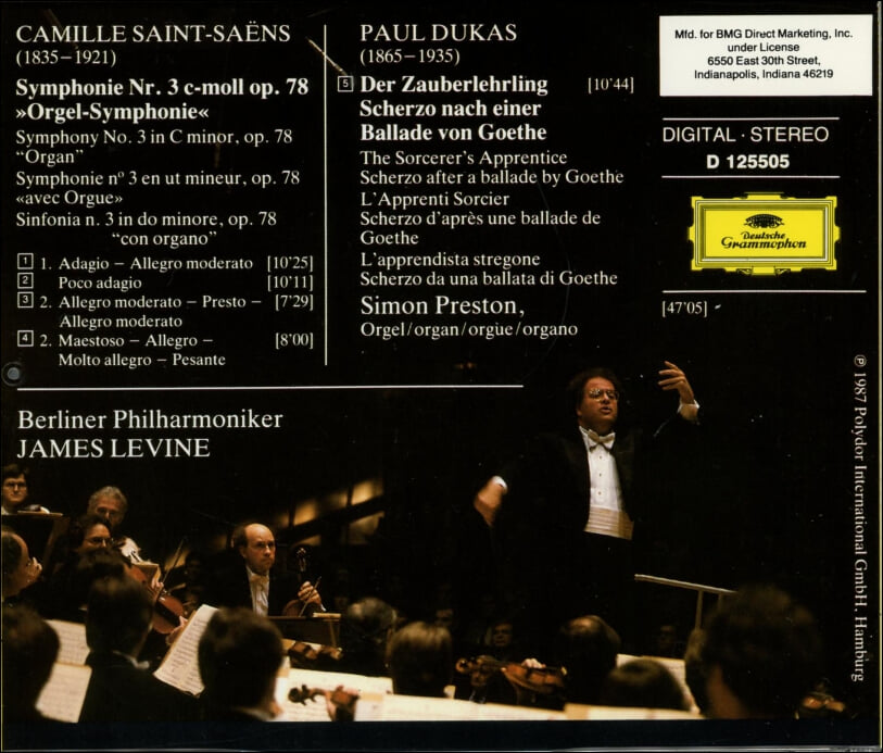 Saint-Saens : "Orgel - Symphonie" - 제임스 레바인 (James Levine)(US발매)