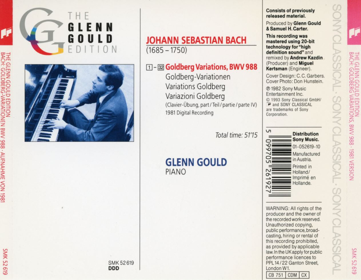 글렌 굴드 - Glenn Gould - Bach Goldberg Variations BWV.988 [E.U발매]