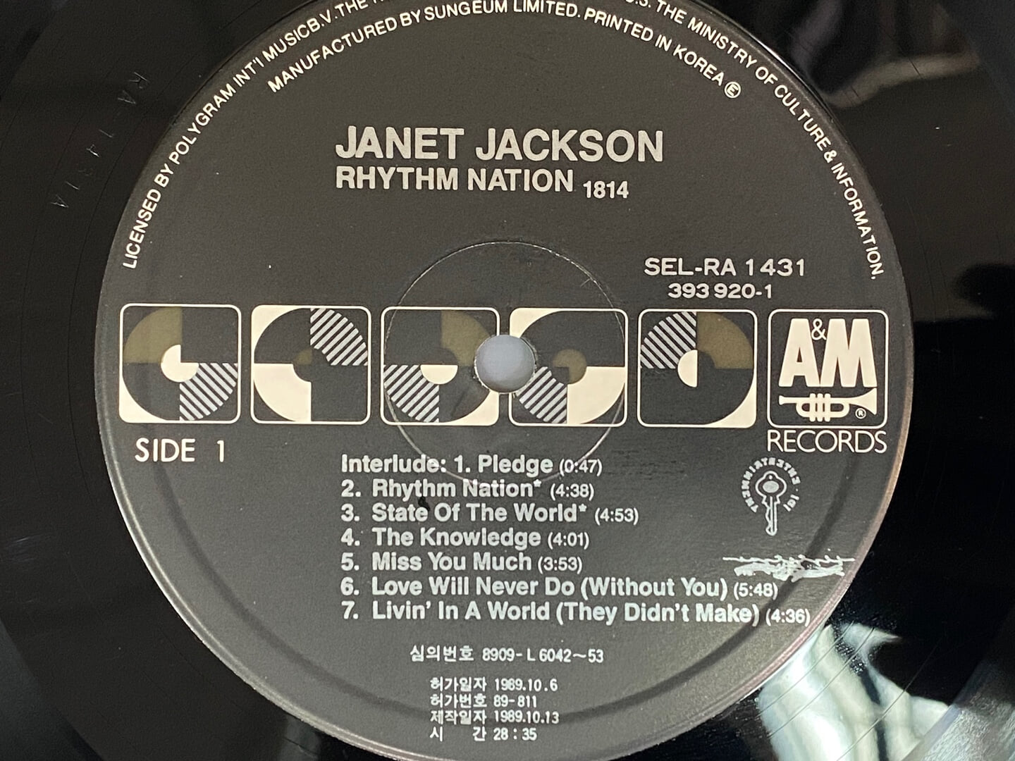 [LP] 자넷 잭슨 - Janet Jackson - Rhythm Nation 1814 LP [성음-라이센스반]