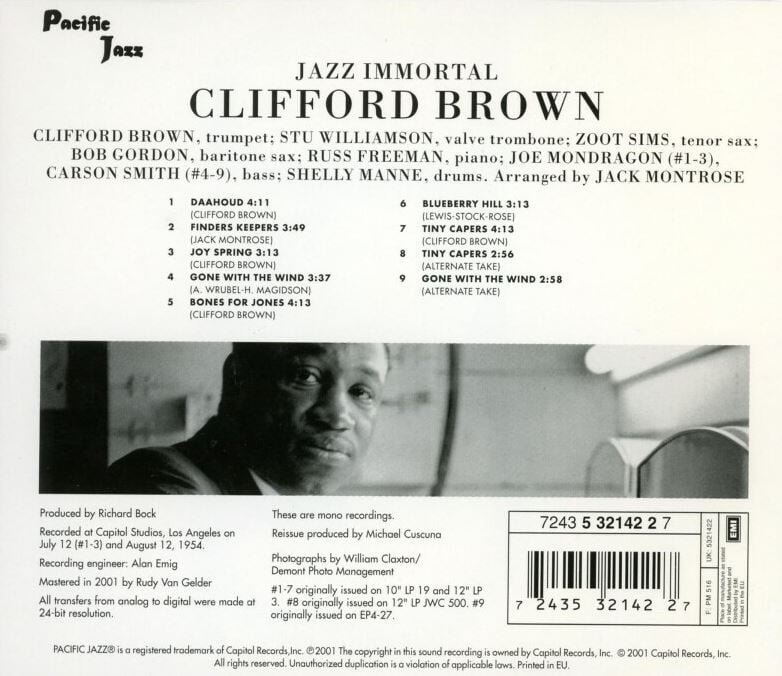 클리포드 브라운 - Clifford Brown Featuring Zoot Sims - Jazz Immortal (RVG Edition) [E.U발매]