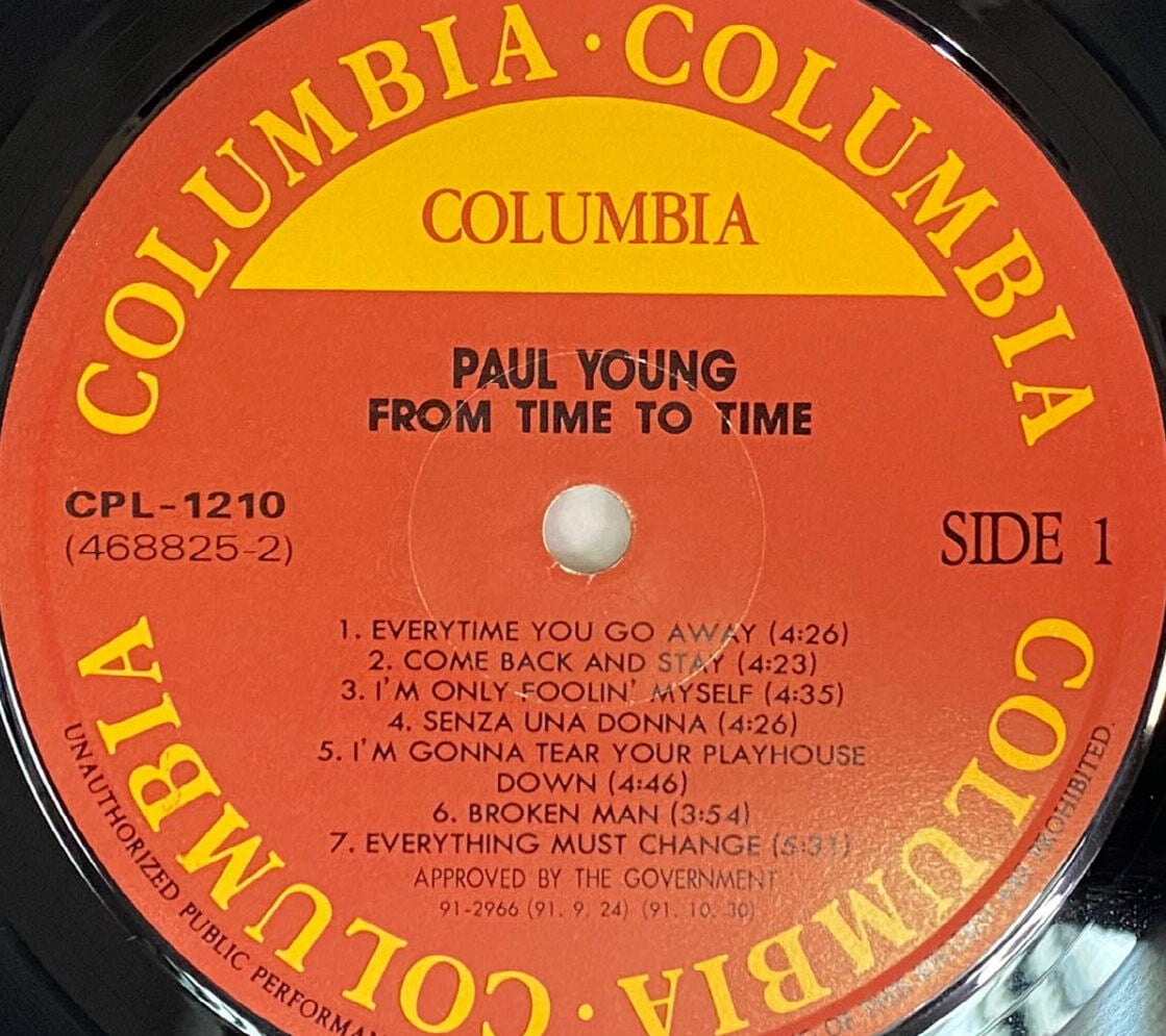 [LP] 폴 영 - Paul Young - From Time To Time The Singles Collection LP [Epic-라이센스반]