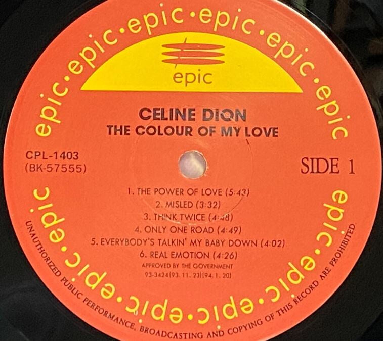 [LP] 셀린 디온 - Celine Dion - The Colour Of My Love LP [소니-라이센스반