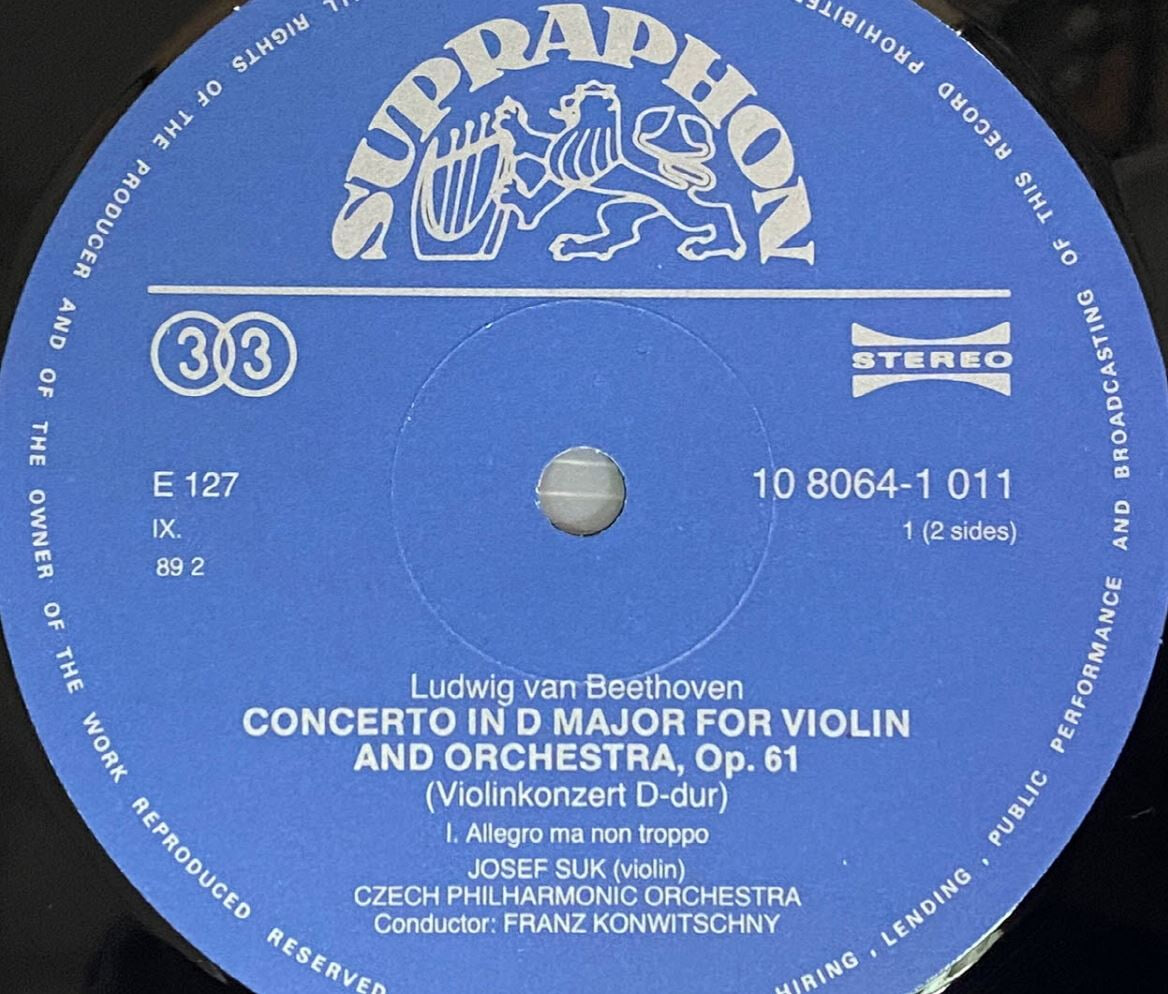 [LP] 요세프 수크,콘비츄니 - Josef Suk,Konwitschny - Beethoven Violin Concerto In D Major, Op.61 LP [체코반]