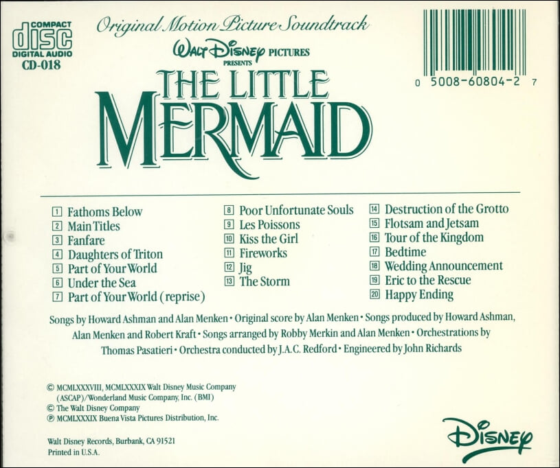 인어공주( The Little Mermaid) -  OST (US발매)