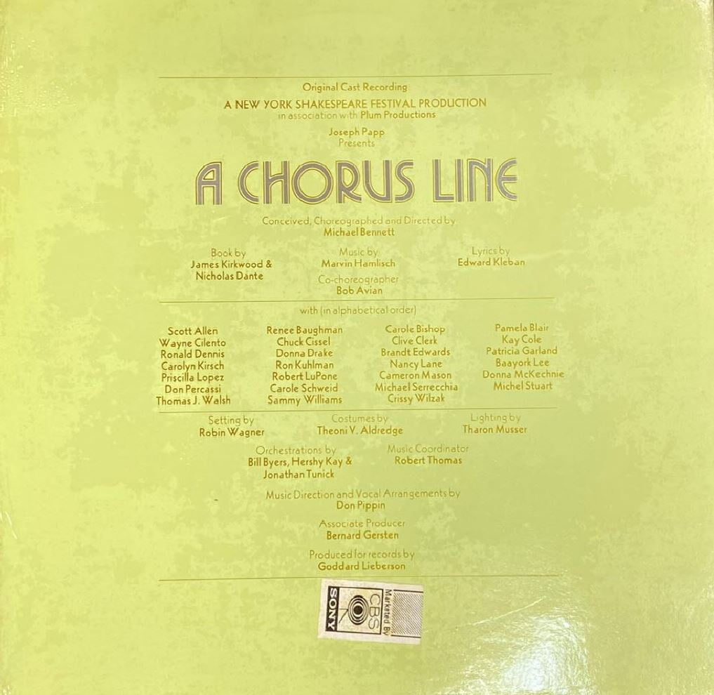 [LP] 코러스 라인 - A Chorus Line - Original Cast Recording OST LP [U.S반]