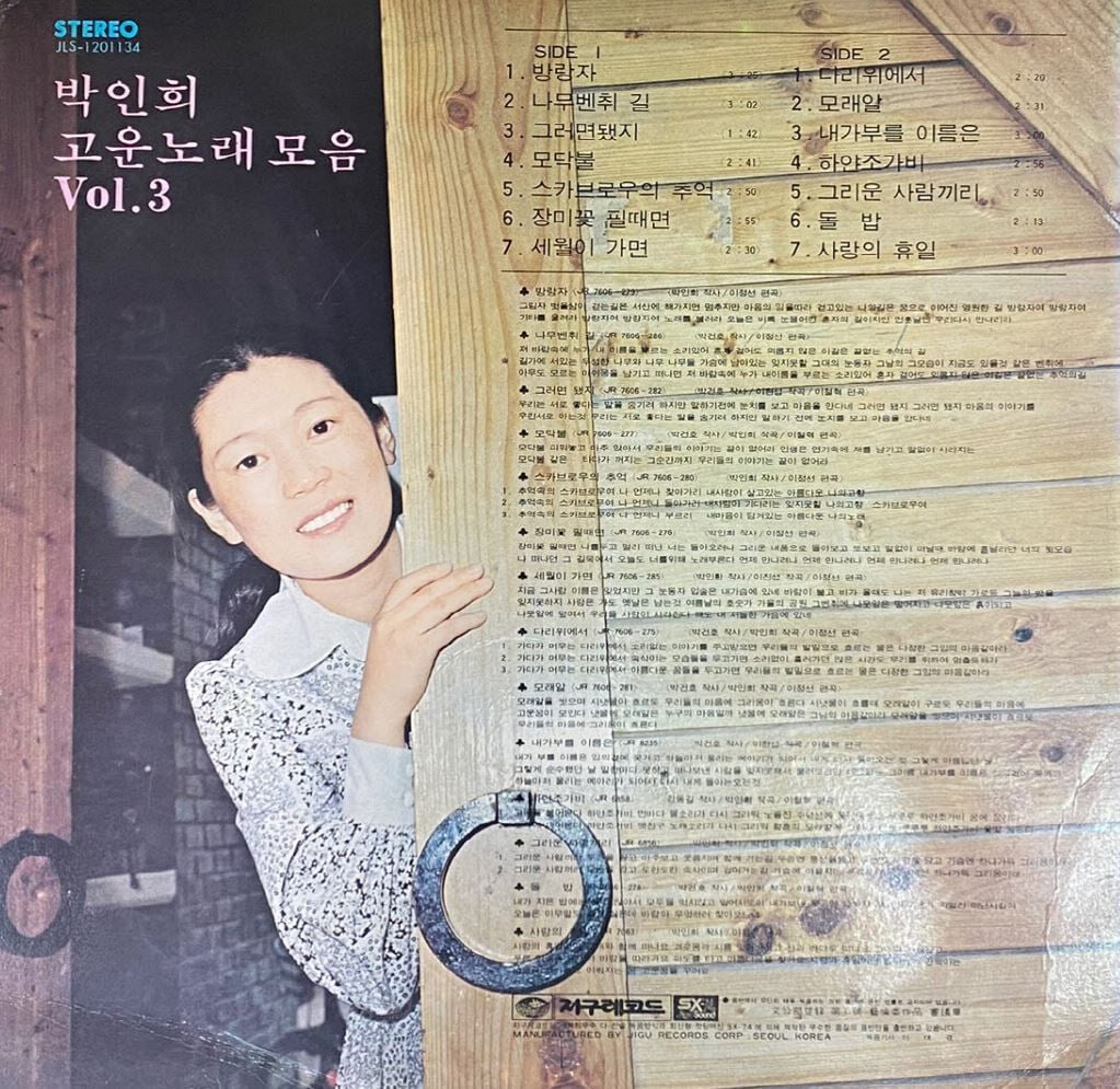 [LP] 박인희 - 고운노래모음 3집 방랑자 LP [지구 JLS-1201134]