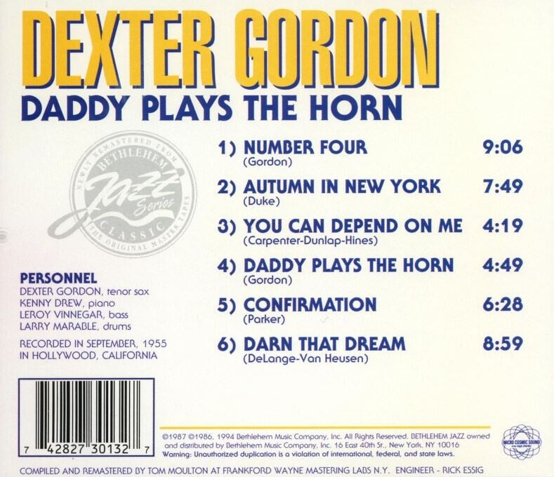 덱스터 고든 - Dexter Gordon - Daddy Plays The Horn CD [U.S발매]