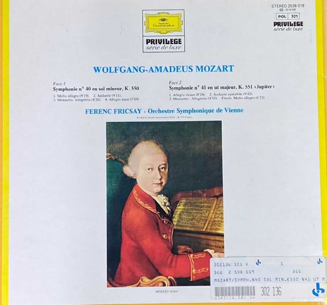 [LP] 페렌츠 프리차이 - Ferenc Fricsay - Mozart Symphonies 40 Et 41 Jupiter LP [프랑스반]