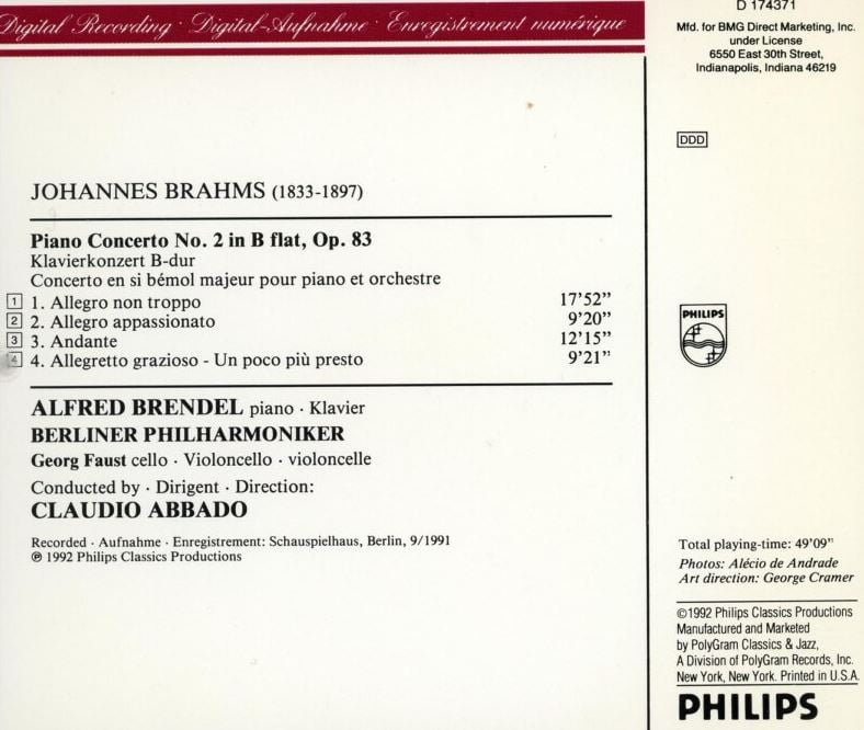 알프레드 브렌델,클라우디오 아바도 - Alfred Brendel.Claudio Abbado - Brahms Piano Concerto Nr.2 [U.S발매] 
