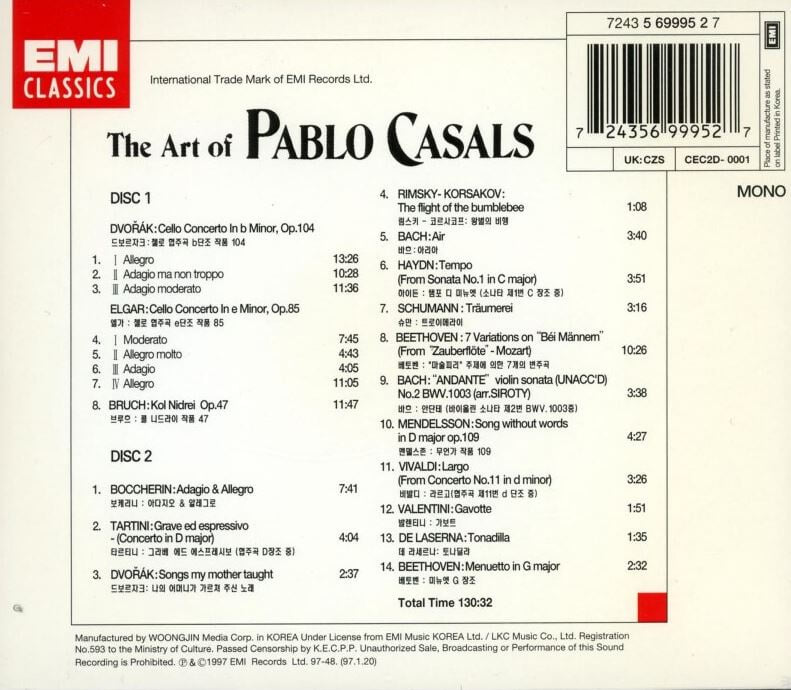 파블로 카잘스 - Pablo Casals - The Art Of Pablo Casals 2Cds