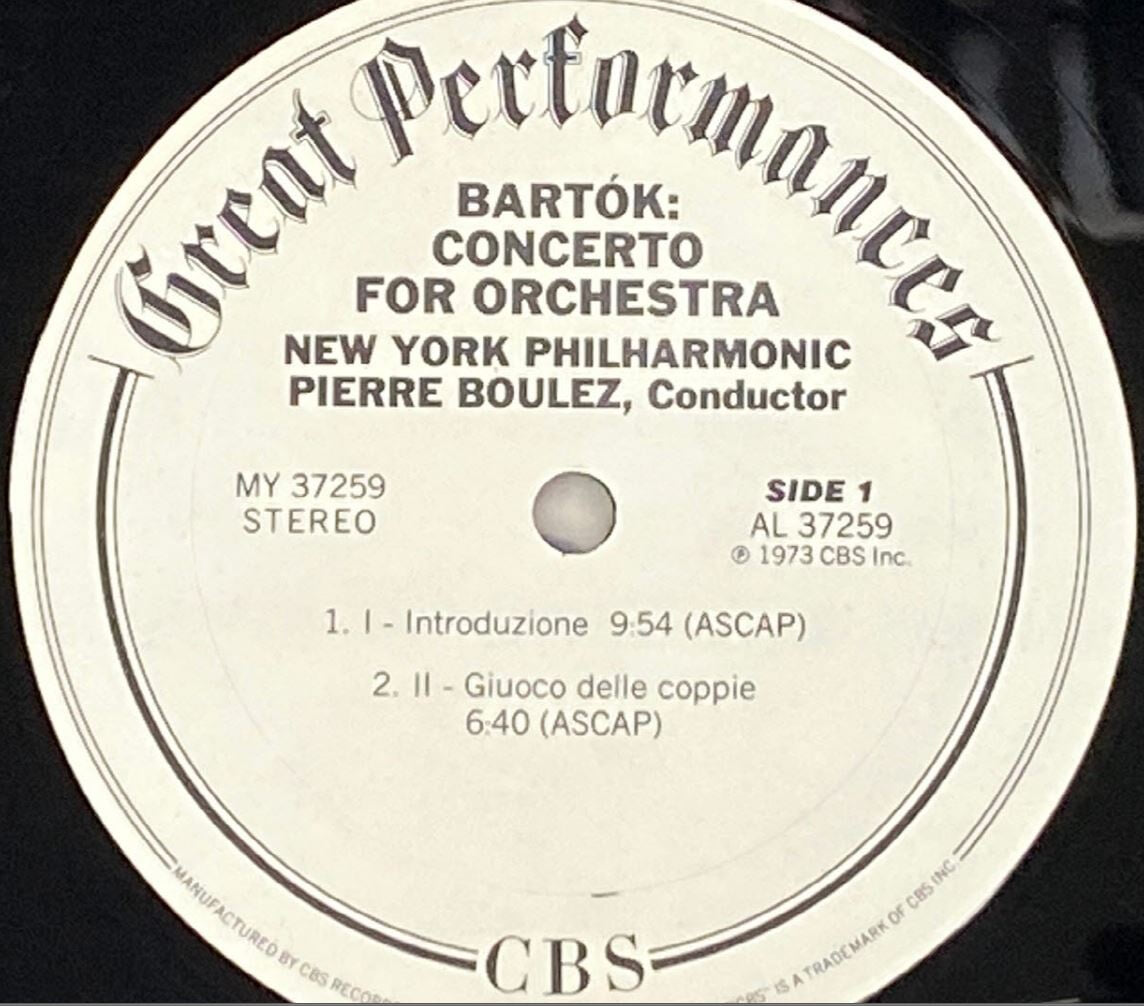 [LP] 피에르 불레즈 - Pierre Boulez - Bartok Concerto For Orchestra LP [U.S반]