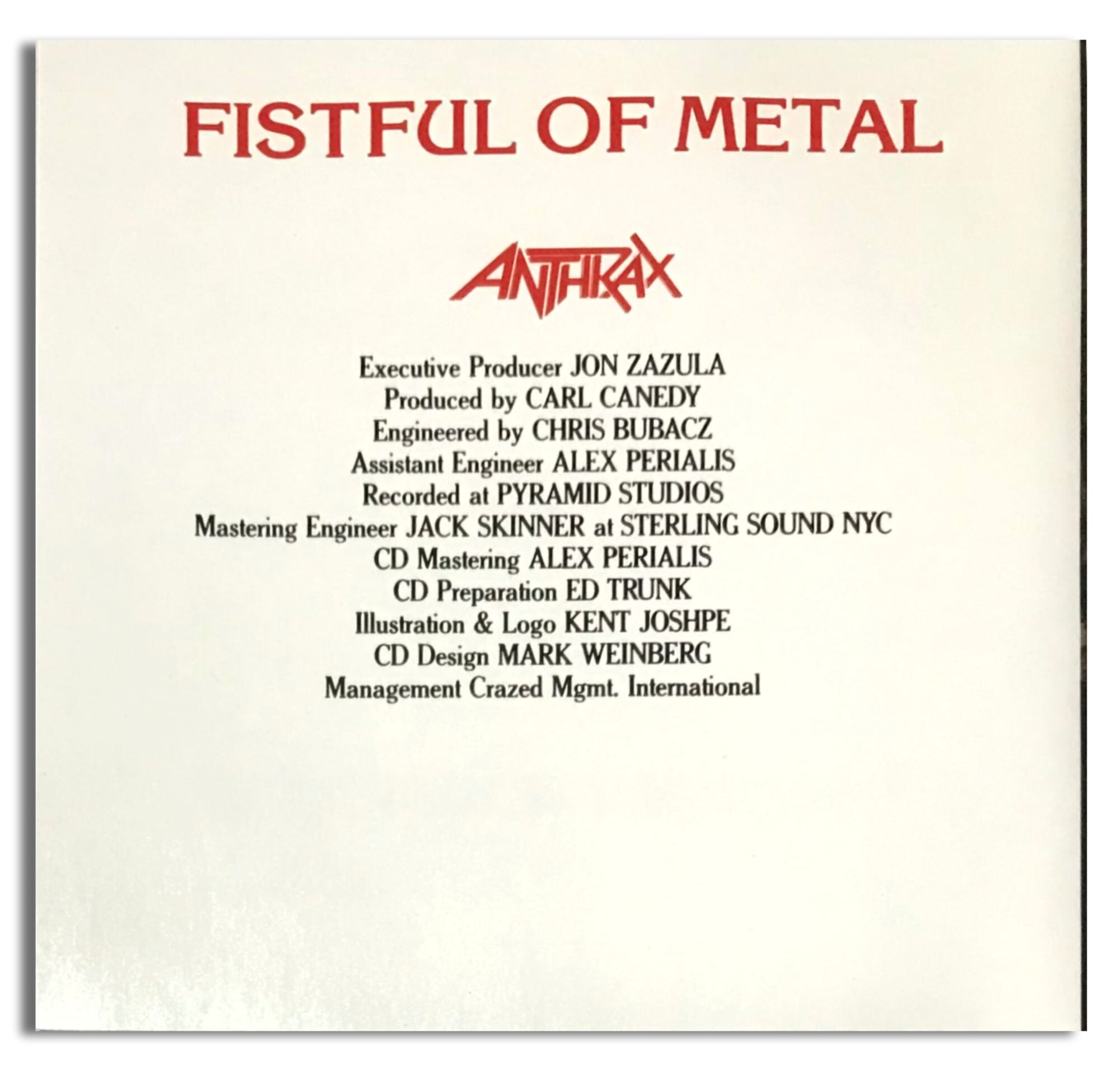 [미국재발매CD] Anthrax-Fistful Of Metal