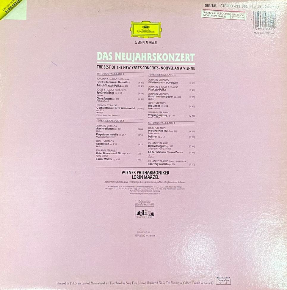 [LP] 로린 마젤 - Lorin Maazel - Das Neujahrskonzert The Best of New Year's Concerts 2Lps [성음-라이센스반]
