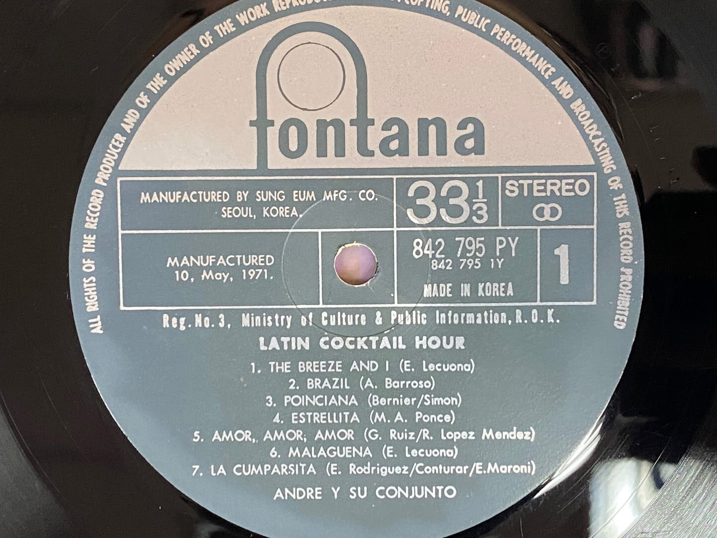 [LP] 안드레 와이 수 컨준토 - Andre Y Su Conjunto - Latin Cocktail Hour LP [성음-라이센스반]