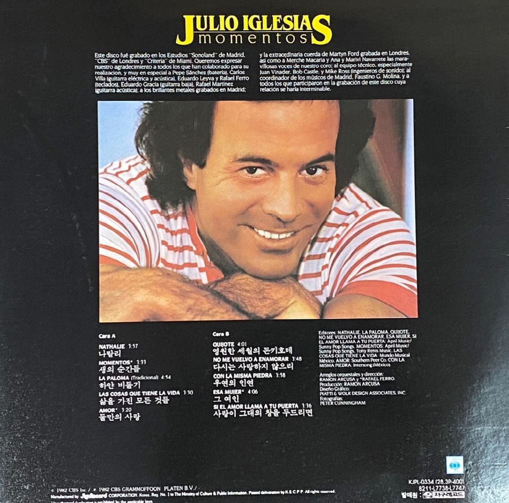 [LP] 훌리오 이글레시아스 - Julio Iglesias - Momentos LP [지구-라이센스반]