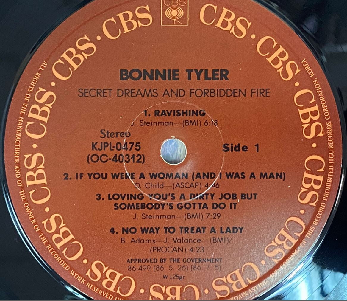 [LP] 보니 타일러 - Bonnie Tyler - Secret Dreams And Forbidden Fire LP [성음-라이센스반]