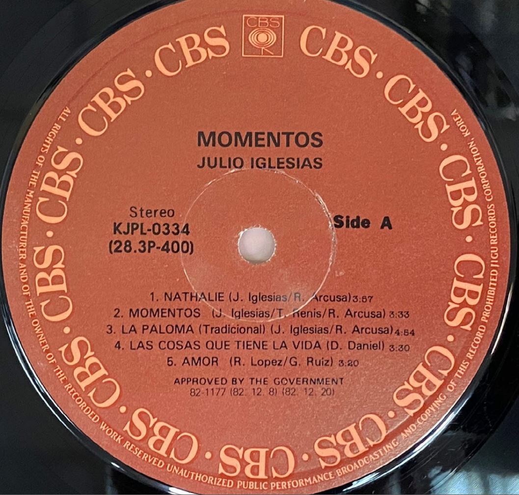 [LP] 훌리오 이글레시아스 - Julio Iglesias - Momentos LP [지구-라이센스반]