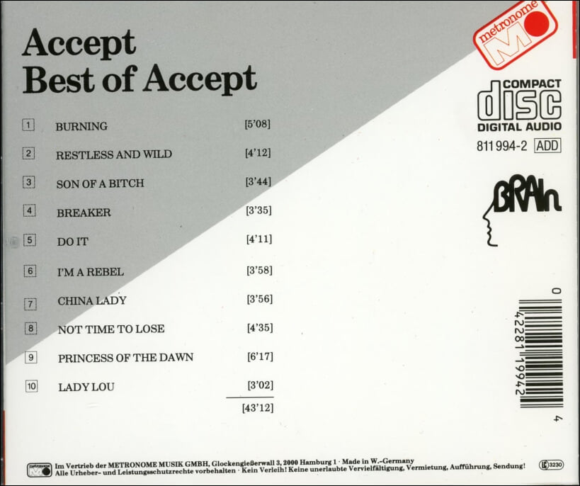 억셉트 (Accept) - Best Of Accept(독일발매)