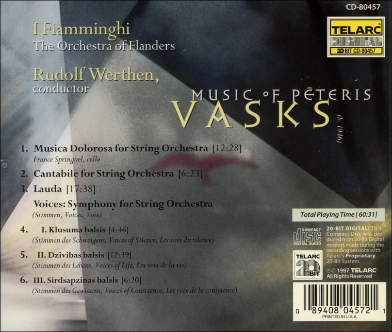 바스크스 (Vasks): Symphony “Stimmen” (“Voices”) / Musica Dolorosa - 제르킨 (Rudolf Serkin)(US발매)(20bit)