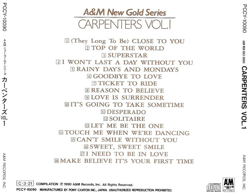 [일본반]  Carpenters - A&M New Gold Series Vol.1  