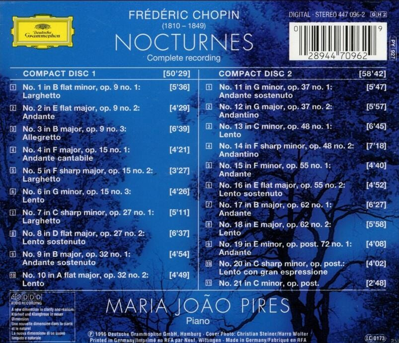 마리아 조앙 피레스 - Maria Joao Pires - Chopin The Nocturnes 2Cds [독일발매]