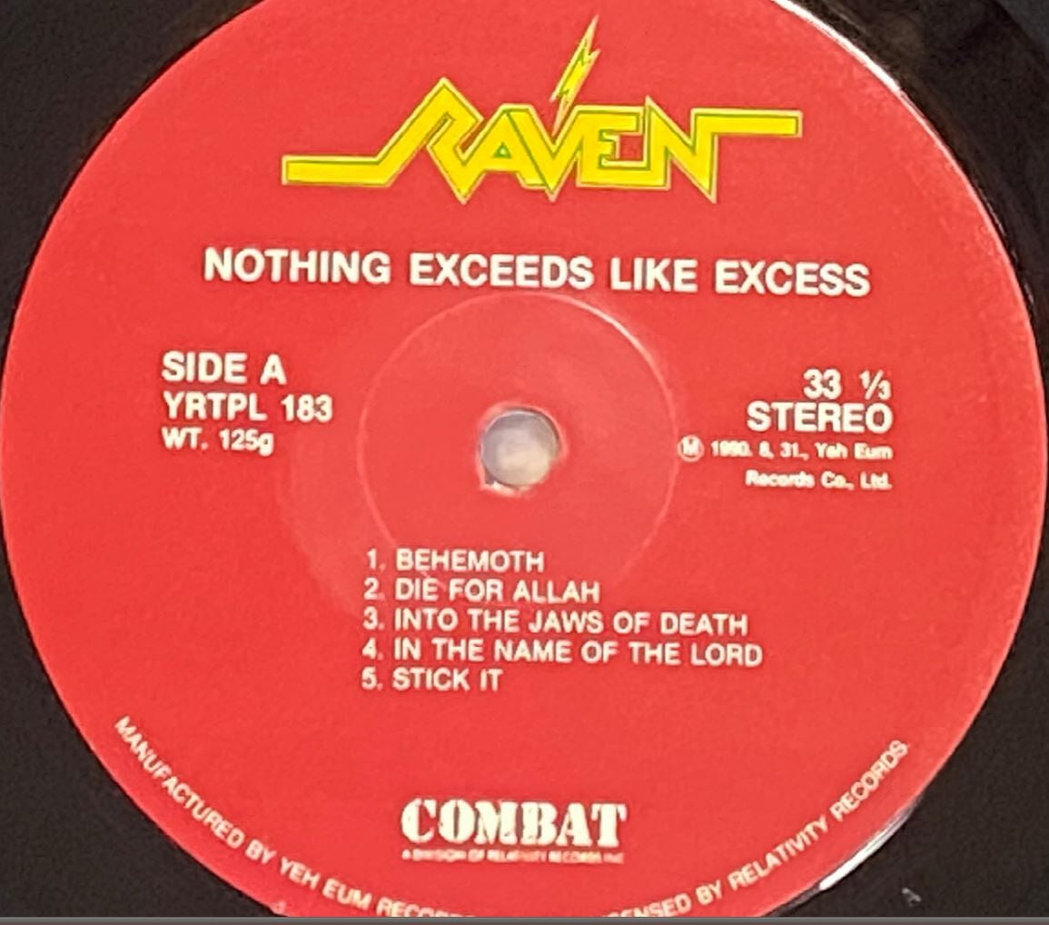 [LP] 레이븐 - Raven - Nothing Exceeds Like Excess LP [예음-라이센스반]