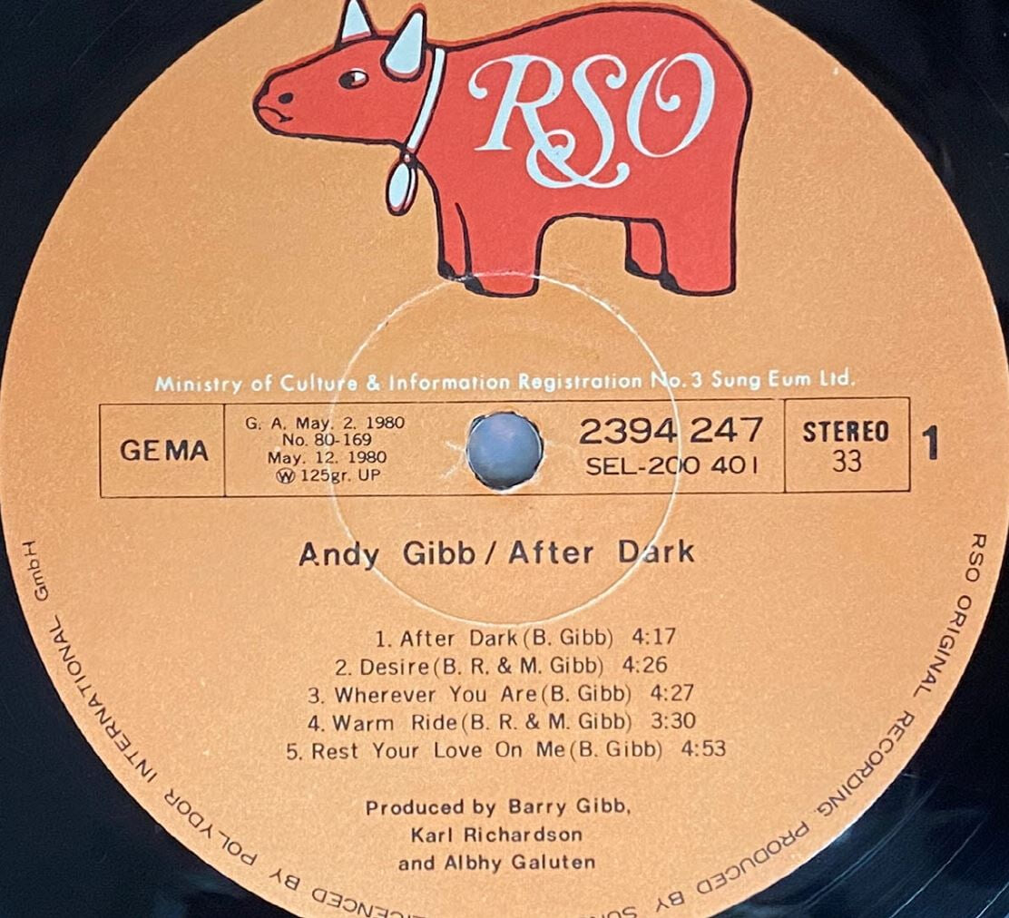 [LP] 앤디 깁 - Andy Gibb - After Dark LP [성음-라이센스반]