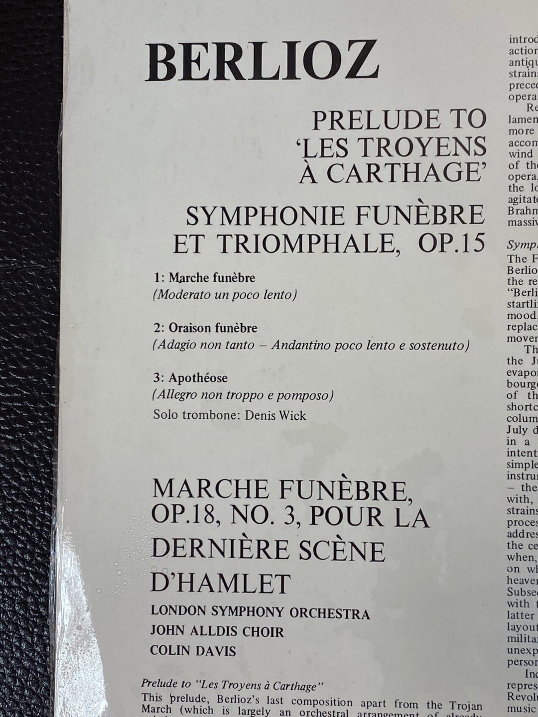 [LP] 콜린 데이비스 - Colin Davis - Berlioz Symphonie Funebre Et Triomphale LP [홀랜드반]