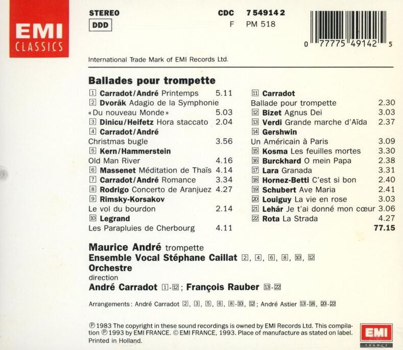 모리스 안드레 - Maurice Andre - Ballades Pour Trompette [홀랜드발매]