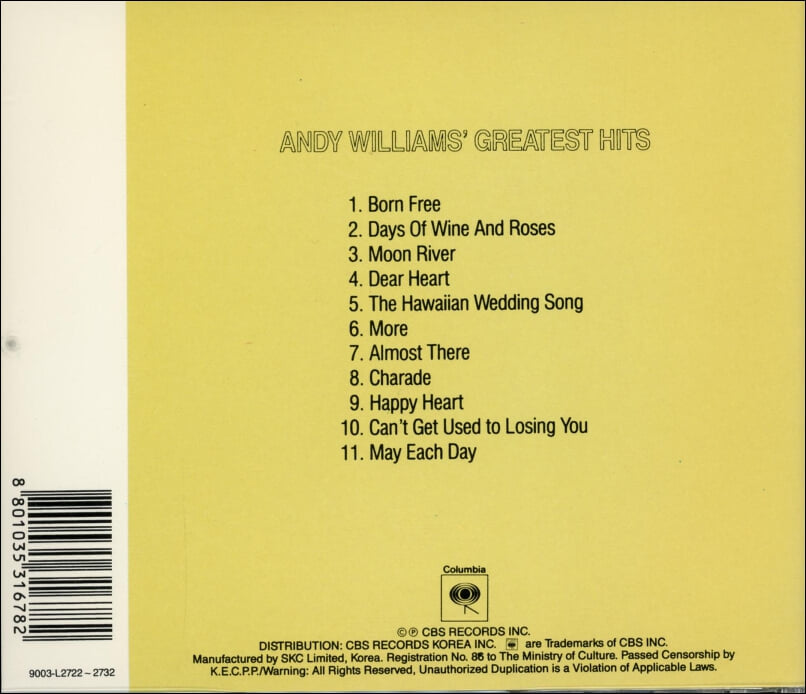 앤디 윌리엄스 (Andy Williams) - Andy Williams' Greatest Hits