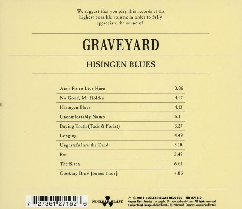 그레이브야드 - Graveyard - Hisingen Blues [독일발매] 