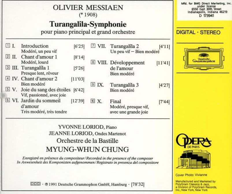 정명훈,이본 로리오 - Olivier Messiaen Turangalila-Symphonie [U.S발매]