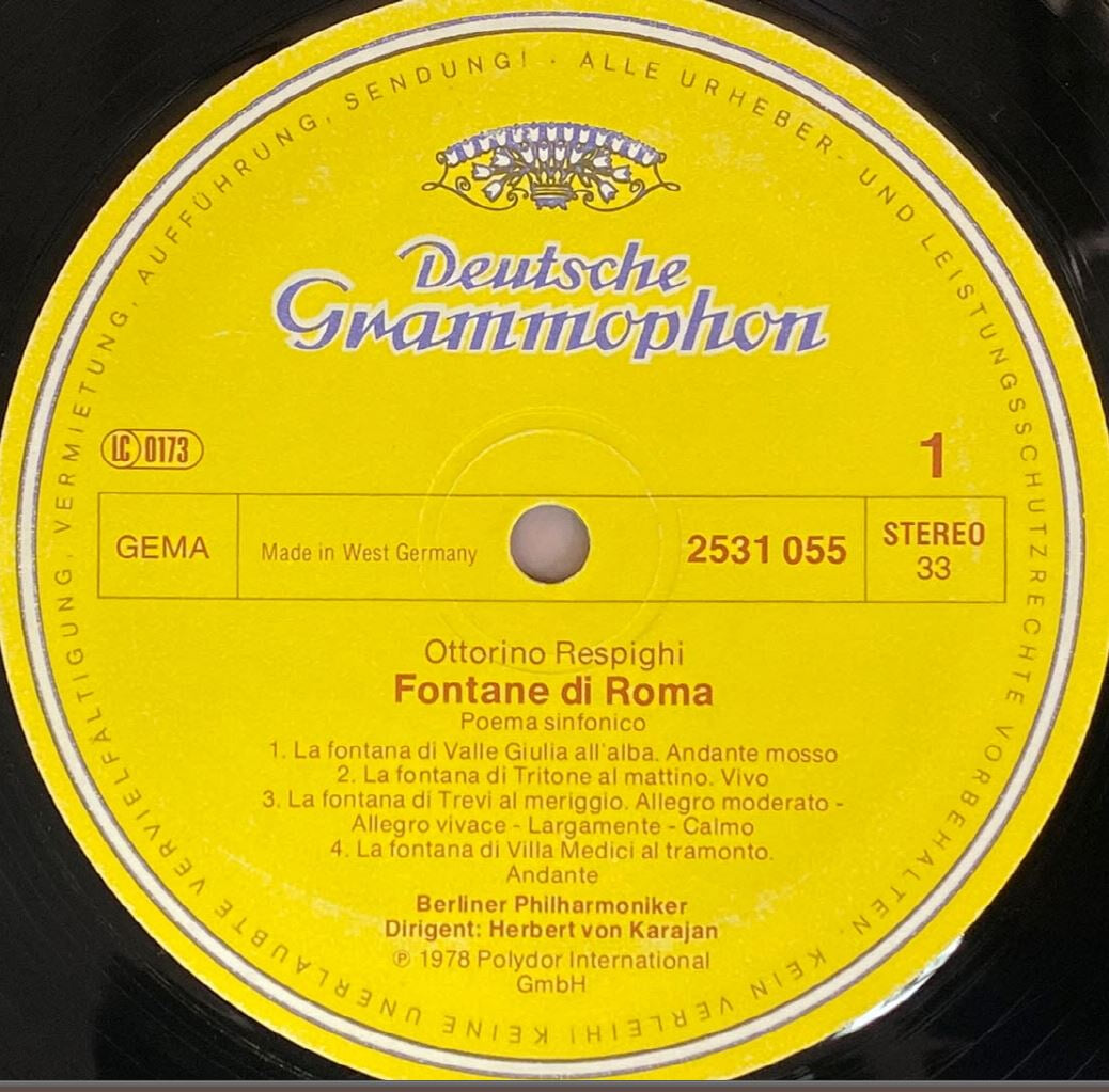 [LP] 카라얀 - Karajan - Respighi Fontane Di Roma,Pini Di Roma LP [독일반]