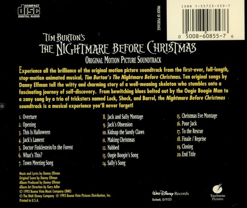 크리스마스의 악몽 - Tim Burton's The Nightmare Before Christmas OST [U.S발매]