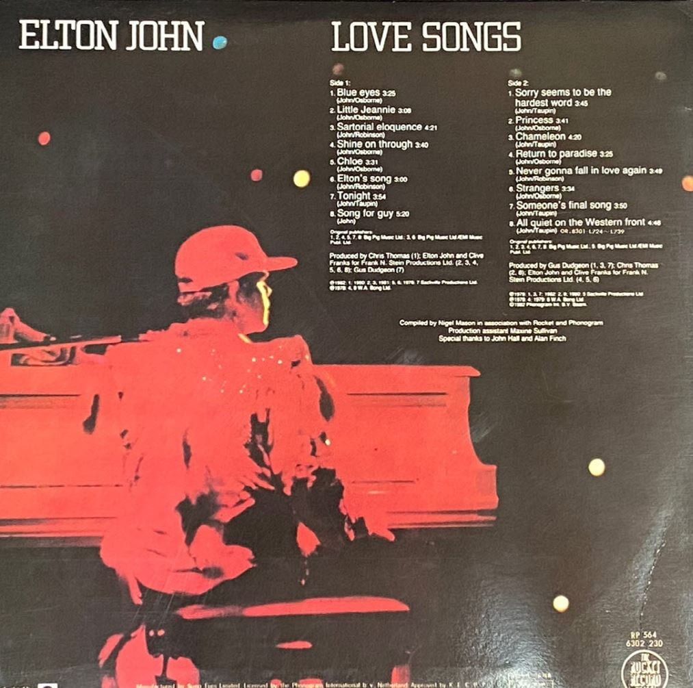 [LP] 엘튼 존 - Elton John - Love Songs Blue Eyes , Sorry Seems To Be The Hardest Word LP [성음-라이센스반]