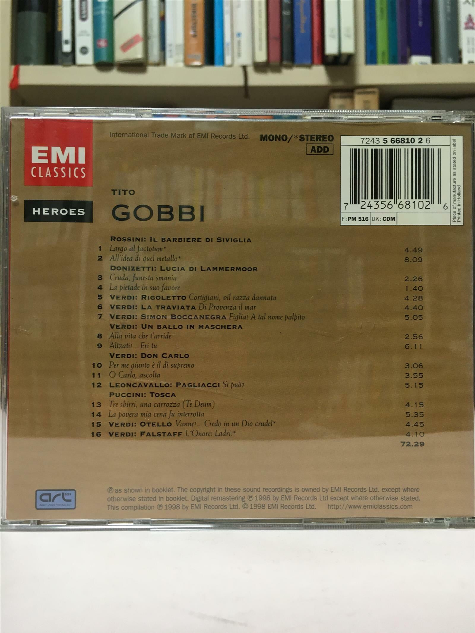 heroes : tito gobbi / EMI Classics / 상태 : 최상 (설명과 사진 참고)