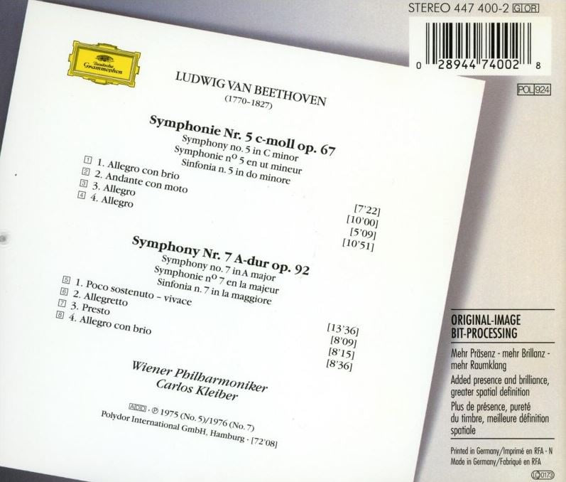 카를로스 클라이버 - Carlos Kleiber - Beethoven Symphonien Nr. 5 & 7 [독일발매]