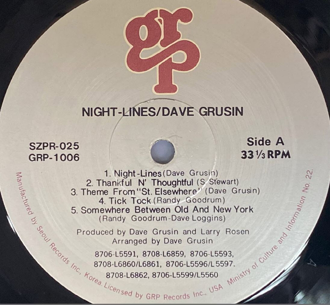 [LP] 데이브 그루신 - Dave Grusin - Night-Lines LP [서울-라이센스반]