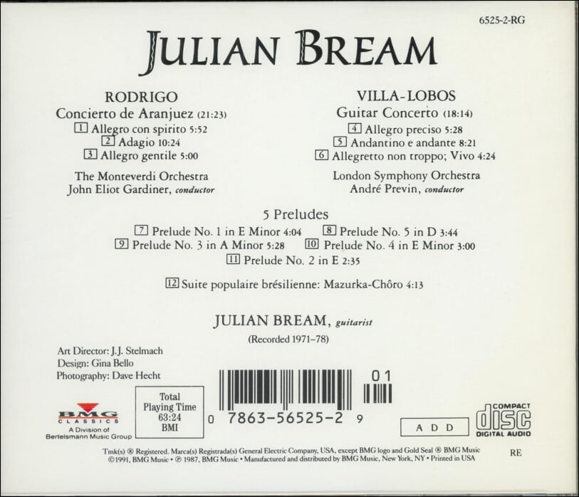 Rodrigo: Concierto De Aranjuez 기타 협주곡, 다섯 개의 전주곡 - 줄리안 브림(Julian Bream) (US발매)(미개봉)