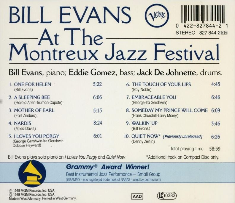 빌 에반스 - Bill Evans - At The Montreux Jazz Festival [독일발매] 