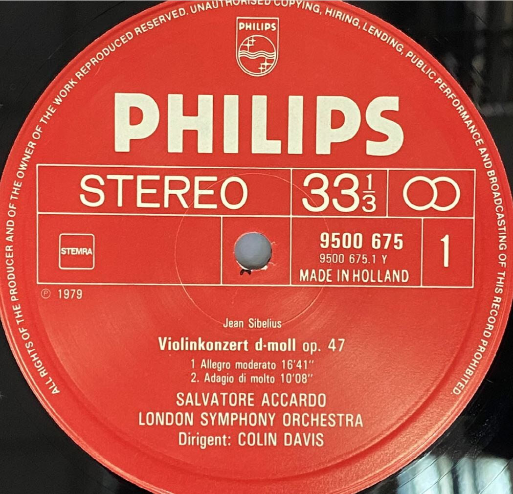 [LP] 살바토레 아카르도 - Salvatore Accardo - Sibelius Violin Concertos in D Minor, Op.47 LP [홀랜드반]