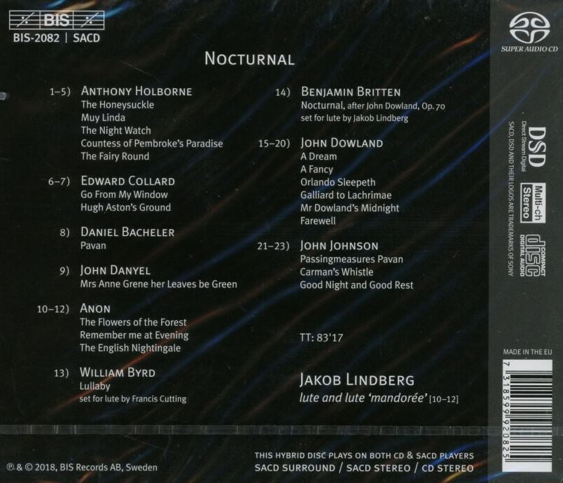 야콥 린드베리 - Jakob Lindberg - Nocturnal [SACD] [미개봉] [스웨덴발매]