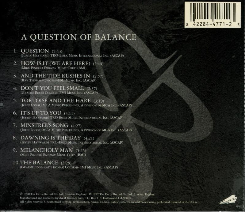 무디 블루스 (The Moody Blues) - A Question Of Balance (US발매)