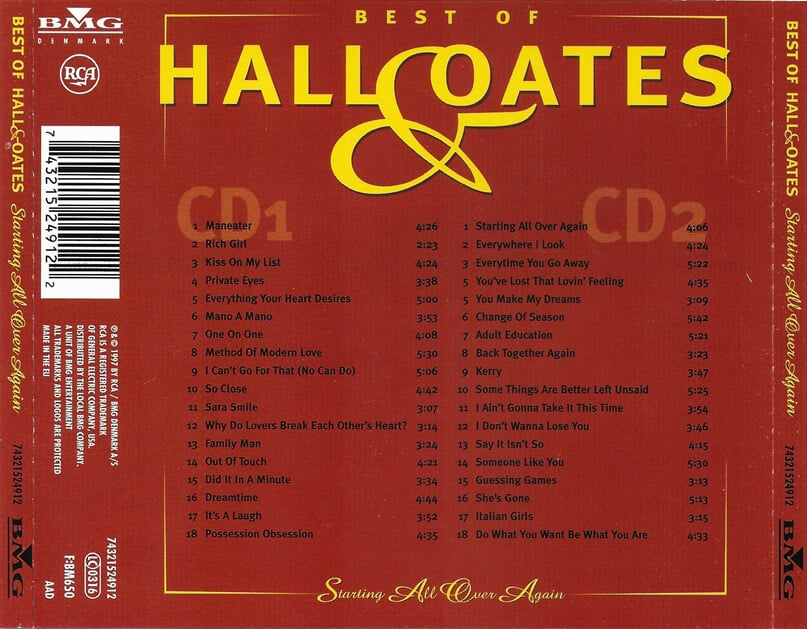 [수입] Hall & Oates - Best Of Hall & Oates : Starting All Over Again (2CD)